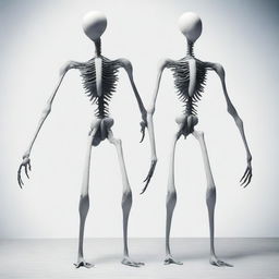 Create an image of a white monster that walks like a spider but is formed by two human torsos with a single head and a long neck