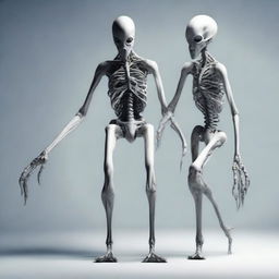 Create an image of a white monster that walks like a spider but is formed by two human torsos with a long neck