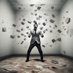 A visually striking image illustrating the concept of insanity, featuring a person repeatedly performing the same action while expecting different results