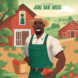 Create a book cover for a farming book featuring a black farmer