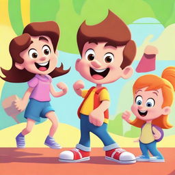 Create an animated cartoon look featuring vibrant colors, exaggerated features, and playful expressions