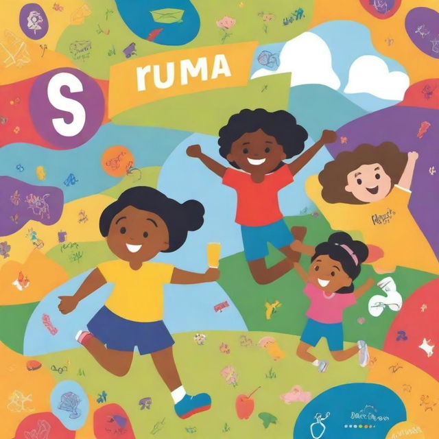 A colorful and engaging book cover for a children's exercise book