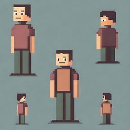 Create an image of a pixelated man, with simple and blocky features