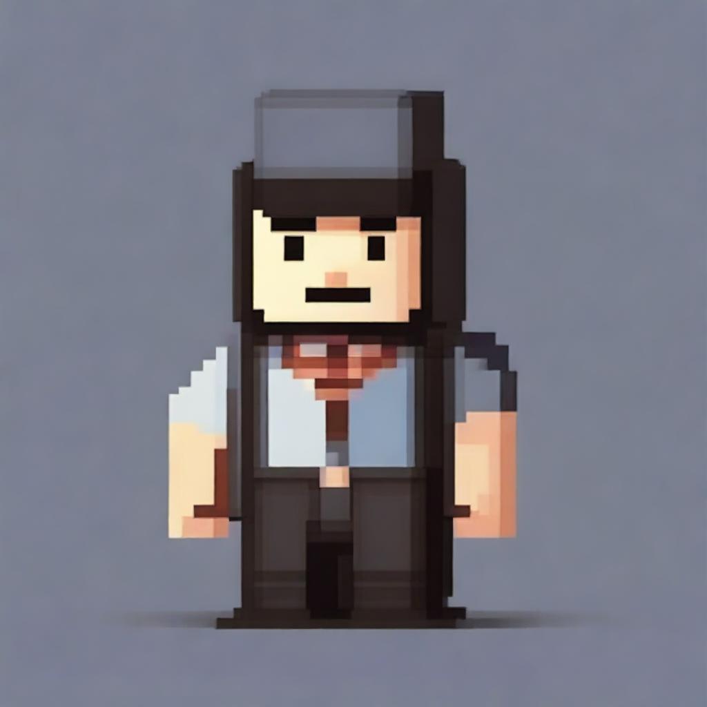 Create an image of a pixelated man, with simple and blocky features