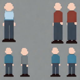 Create an image of a pixelated bald man shown from different angles