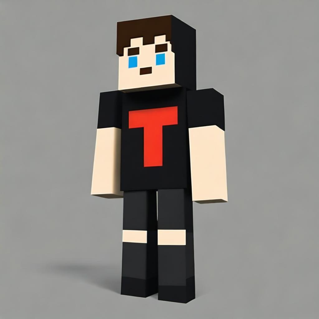 Create a Minecraft character wearing casual black clothing