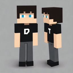 Create a Minecraft character wearing casual black clothing