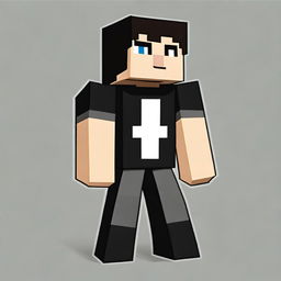 Create a Minecraft character wearing casual black clothing