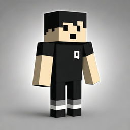 Create a realistic Minecraft character wearing casual black clothing in a realistic, ultra HD, high-quality background