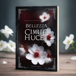 A fantasy book cover featuring blood-stained white flowers seen through a glass pane