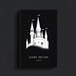 A fantasy book cover with an all-black background featuring a white castle