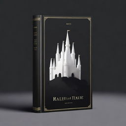 A fantasy book cover with an all-black background featuring a white castle