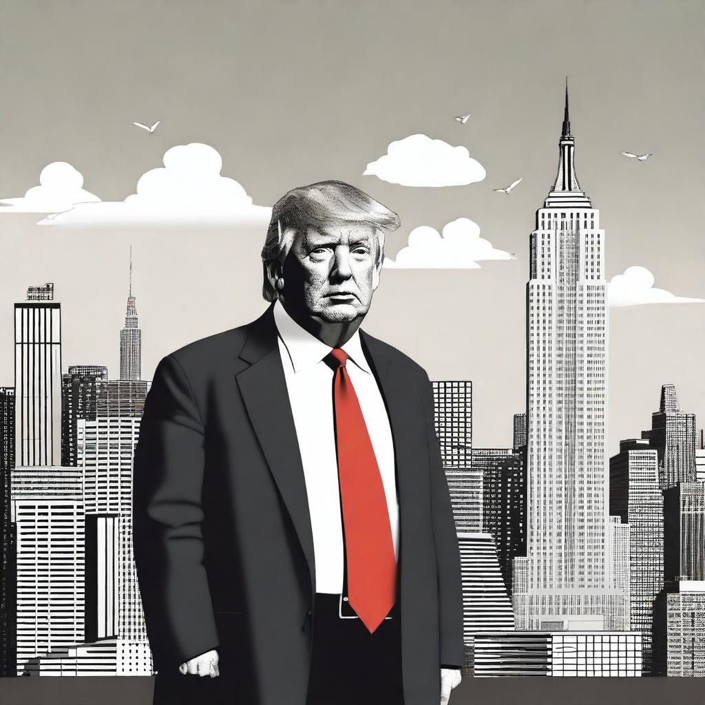 Create an imaginative and humorous depiction of Donald Trump as the Empire State Building