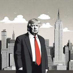 Create an imaginative and humorous depiction of Donald Trump as the Empire State Building