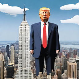 Create an imaginative and humorous depiction of Donald Trump as the Empire State Building