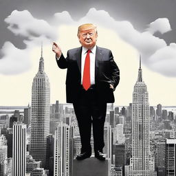 Create an imaginative and humorous depiction of Donald Trump as the Empire State Building