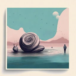 Design a surrealistic poster for a short film about loss, featuring snails