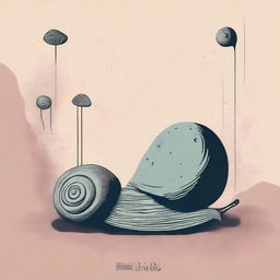 Design a surrealistic poster for a short film about loss, featuring snails