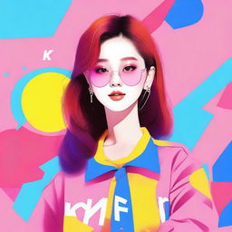 Create an image of a young woman who is a member of a K-pop company