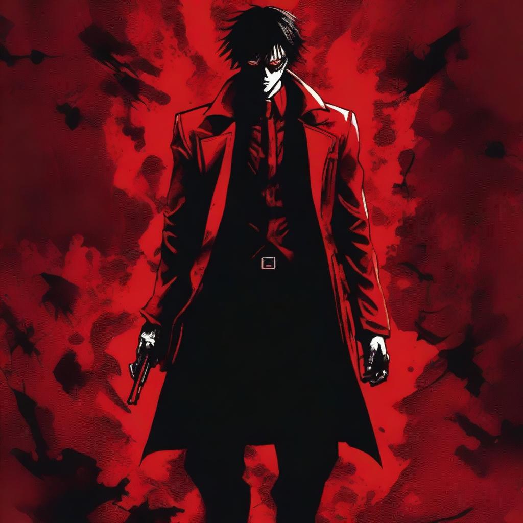 A dark and intense bloody red background inspired by the anime Hellsing