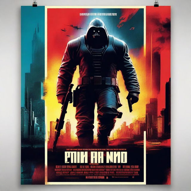 Create a visually striking movie poster with dynamic elements and bold typography