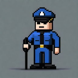 Create an image of a pixelated policeman holding a baton