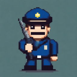 Create an image of a pixelated policeman holding a baton