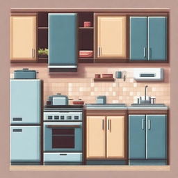 Create an image of a pixelated kitchen in daylight