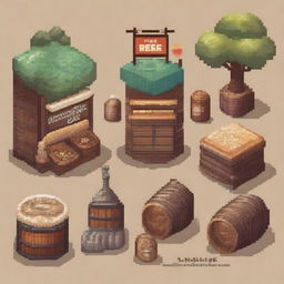 Create an image of a pixelated beer stall during the day