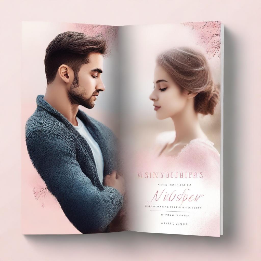 Create a book cover titled 'Sensual Whispers' that features a dreamy and romantic theme