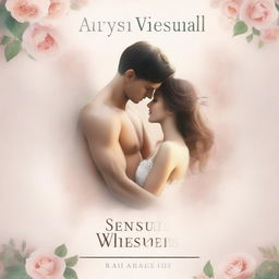 Create a book cover titled 'Sensual Whispers' that features a dreamy and romantic theme