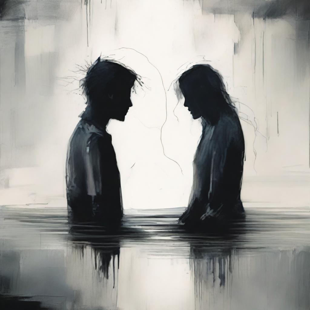 An expressive artwork depicting the echo of love between two people