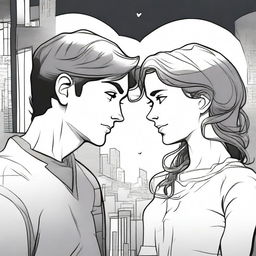 Create a comic-style artwork depicting a poignant love story