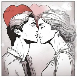 Create a comic-style artwork depicting a poignant love story