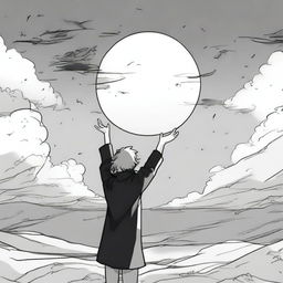 A manga-style artwork depicting an expressive and poetic scene of letting go