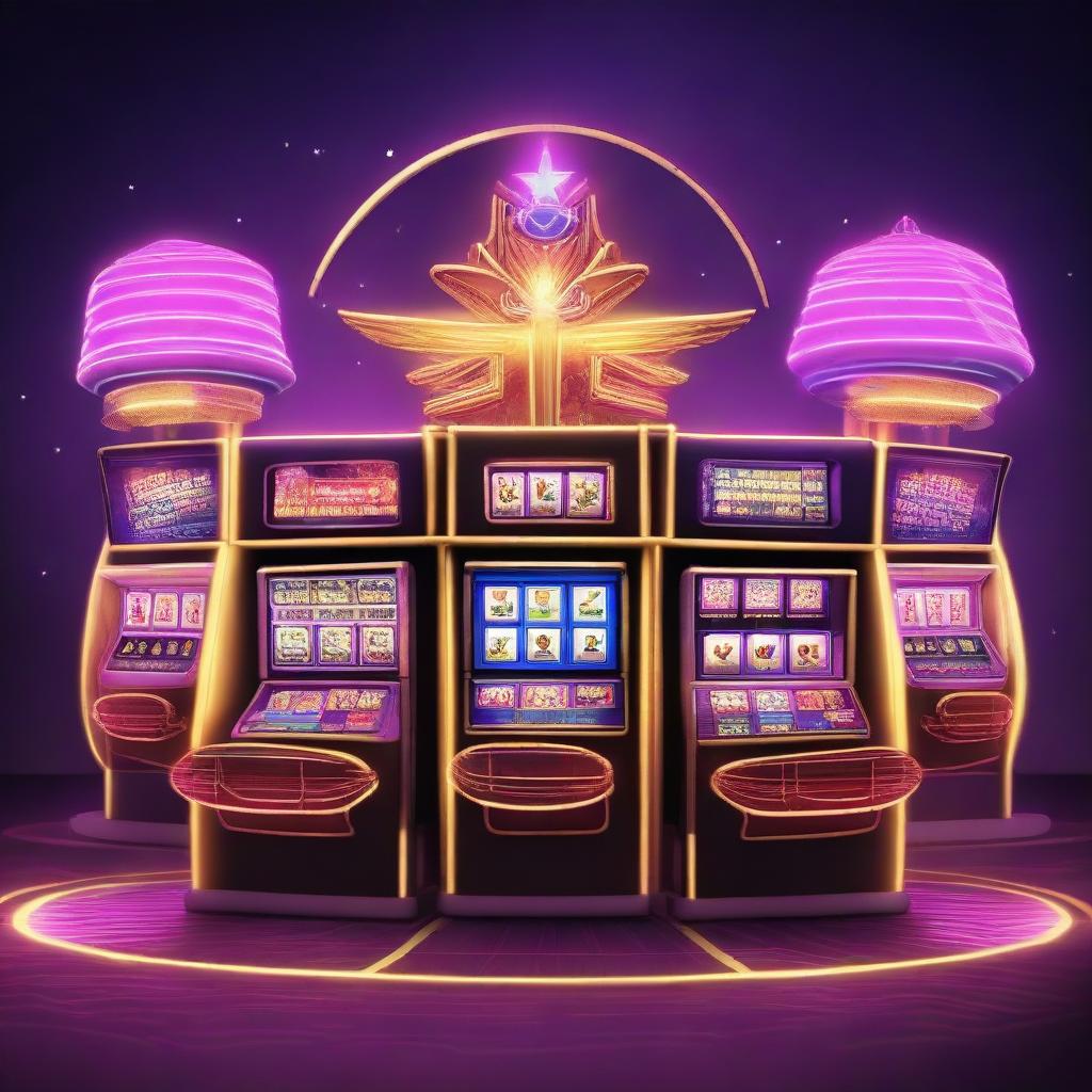 Create an image of a vibrant and futuristic casino named 'JUWA ORION STAR'