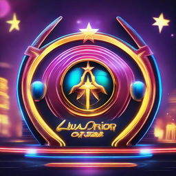 Create an image of a vibrant and futuristic casino named 'JUWA ORION STAR'