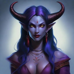 A young female tiefling sorceress named Nyxia