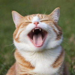 A high-definition image of the world's happiest cat, radiating pure joy and contentment.