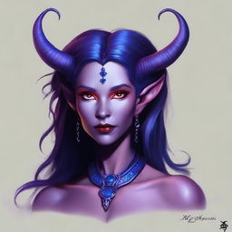 A young female tiefling sorceress named Nyxia