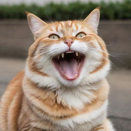 A high-definition image of the world's happiest cat, radiating pure joy and contentment.