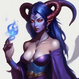 Create an image of a young female tiefling sorceress named Nyxia