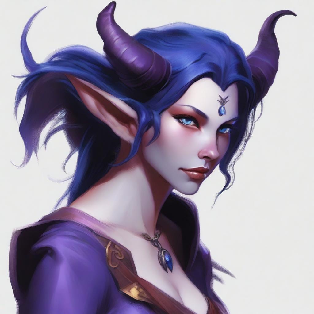 Create an image of a young female tiefling sorceress named Nyxia