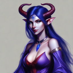 Create an image of a young female tiefling sorceress named Nyxia