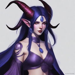 Create an image of a young female tiefling sorceress named Nyxia