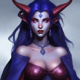 Create an image of a young female tiefling sorceress named Nyxia