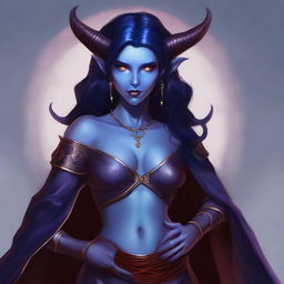 Create an image of a young female tiefling sorceress named Nyxia