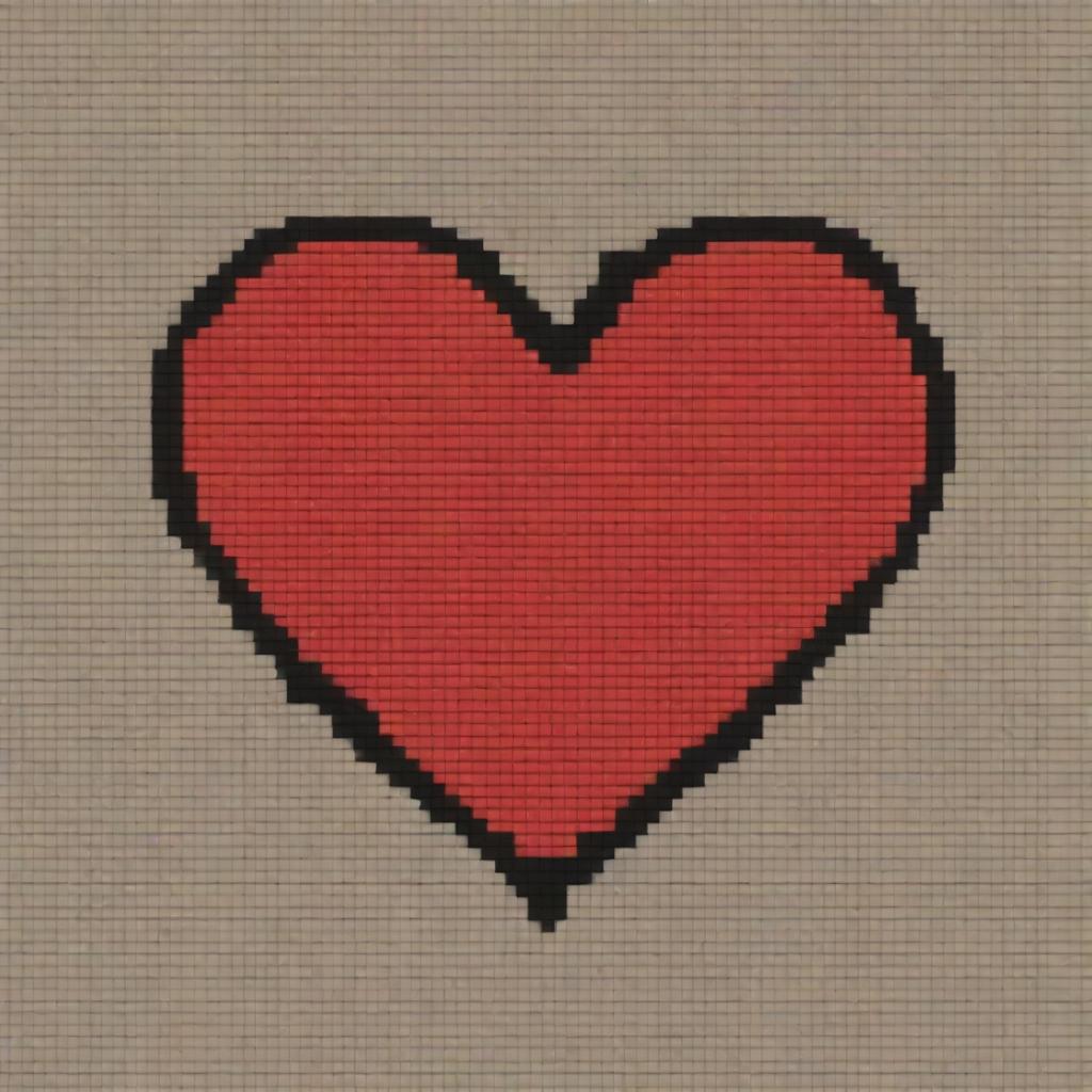 A simple and plain heart design on a 70 by 70 pixel grid