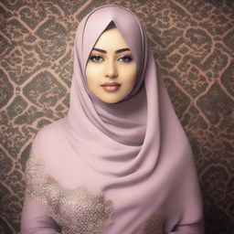 A voluptuous girl wearing a hijab