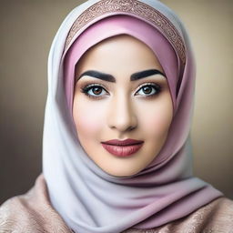 A voluptuous girl wearing a hijab